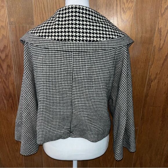 Cynthia Steffe Houndstooth Blazer 1 Button Wide Half Circle Collar Blk/Wht Y2K 8 - Picture 4 of 10